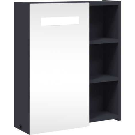 Armoire de salle de bain à miroir avec LED gris 45x13x52 (1/5)