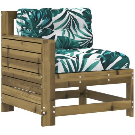 Canapé de jardin accoudoir avec coussin bois de pin imprégné (1/5)
