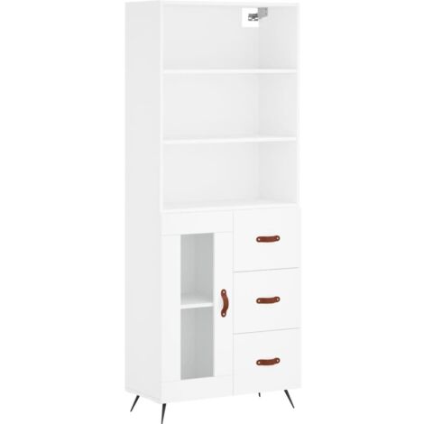 Buffet haut Blanc 69,5x34x180 Bois d'ingénierie (1/5)