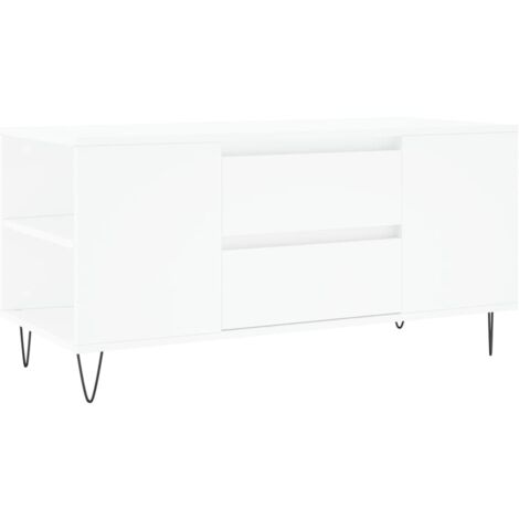 Table basse blanc 102x44,5x50 bois d'ingénierie (1/5)