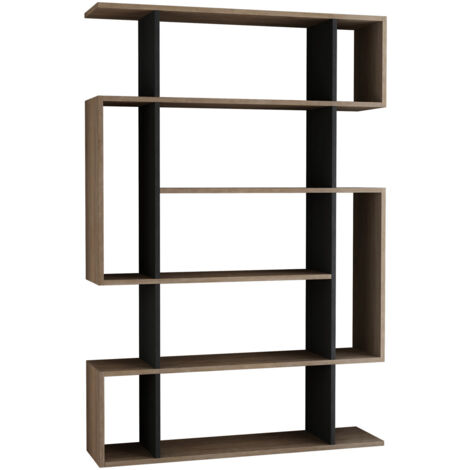 Cotecosy – Bibliothèque en mélamine 100 % – Chêne Sonoma et anthracite – 161 cm de haut, 110 cm de large, 25,5 cm de profondeur – 25 kg de capacité par étagère