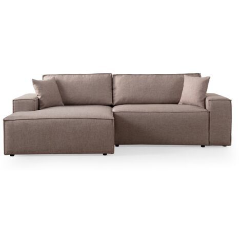 Canapé d'angle moderne convertible avec rangement Morea 260cm angle gauche-Marron-angle gauche (1/5)