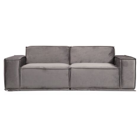 Canapé droit modulable velours gris Kego 2 places-2 places (1/5)
