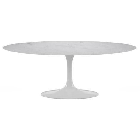 Table tulipe ovale-Plateau Blanc mat-Largeur 200 cm-Piètement Blanc brillant (1/5)