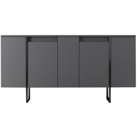 Buffet bas moderne bois et pieds métal noir Kandry 160cm (1/3)