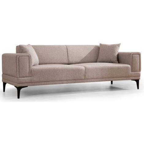 Canapé 3 places convertible en tissu Toviga 230cm-Marron clair (1/5)