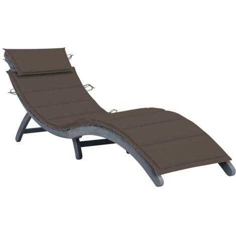 Chaise longue avec coussin Gris Bois d'acacia solide 3 (1/5)