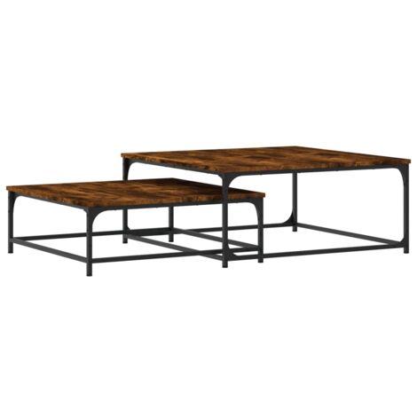 Tables basses gigognes 2 pcs chêne fumé bois d'ingénierie (1/5)