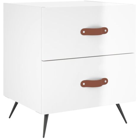 Table de chevet blanc brillant 40x35x47,5 bois d’ingénierie (1/5)