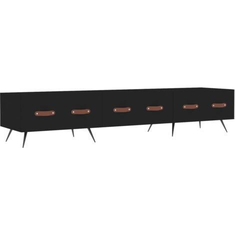 Meuble TV noir 150x36x30 bois d'ingénierie (1/5)