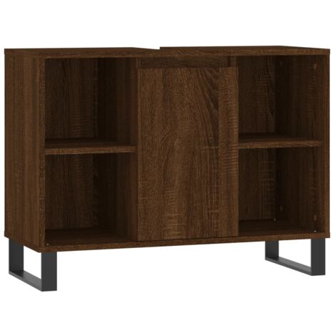 Armoire salle de bain chêne marron 80x33x60 bois d'ingénierie (1/5)
