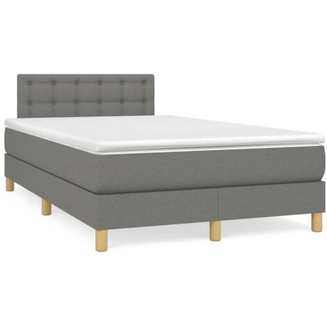 Sommier à lattes de lit matelas LED gris foncé 120x190 tissu (1/5)