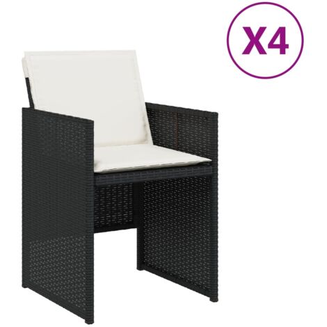 Chaises de jardin lot de 4 avec coussins noir résine tressée (1/5)