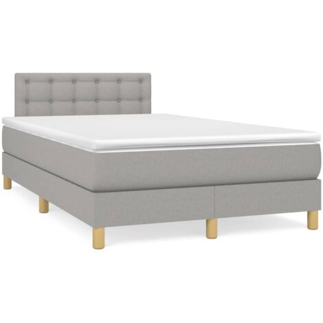 Sommier à lattes de lit matelas LED gris clair 120x190 tissu (1/5)
