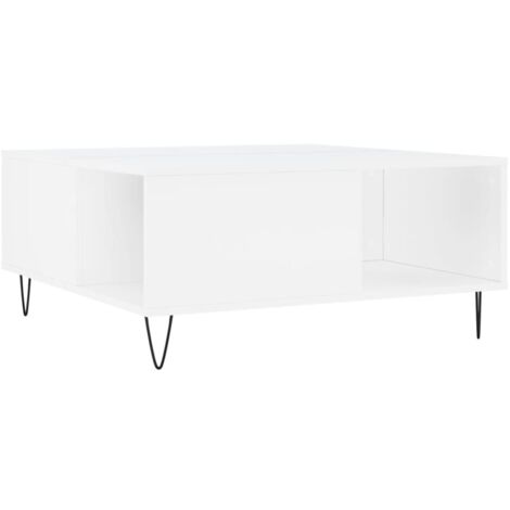 Table basse blanc 80x80x36,5 bois d'ingénierie (1/5)