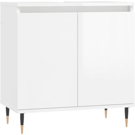 Armoire de bain blanc brillant 58x33x60 bois d'ingénierie (1/5)
