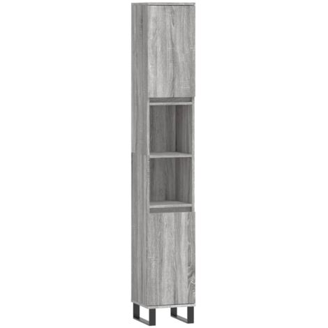 Armoire de bain sonoma gris 30x30x190 bois d'ingénierie (1/5)