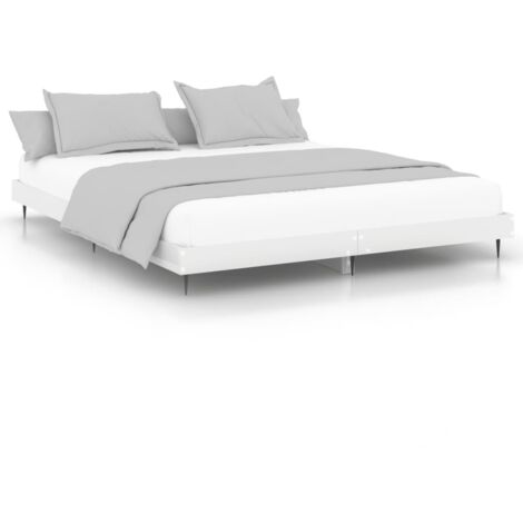Cadre de lit blanc brillant 120x200 bois d'ingénierie (1/5)
