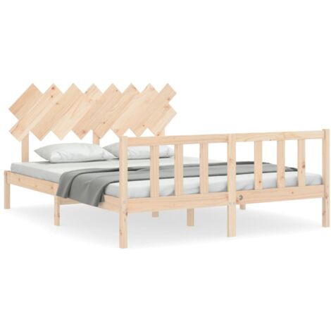 Cadre de lit avec tête de lit 160x200 bois massif (1/5)