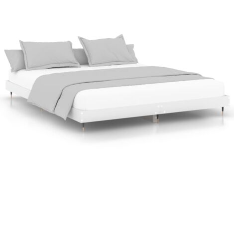 Cadre de lit blanc 200x200 bois d'ingénierie (1/5)