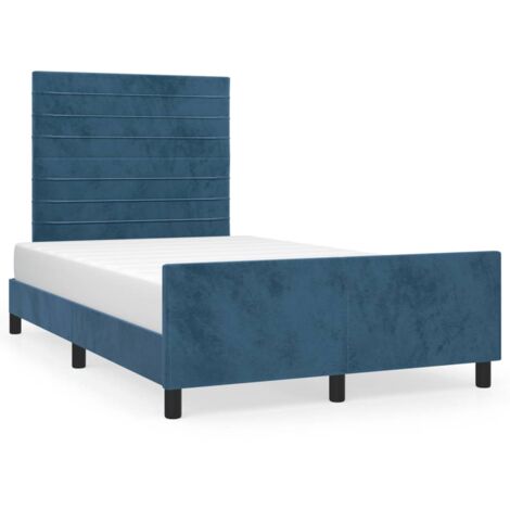 Cadre de lit avec tête de lit bleu foncé 120x190 velours (1/5)