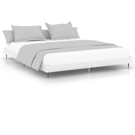 Cadre de lit blanc 200x200 bois d'ingénierie (1/5)