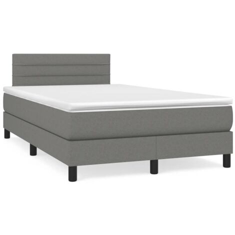 Sommier à lattes de lit matelas LED gris foncé 120x190 tissu (1/5)