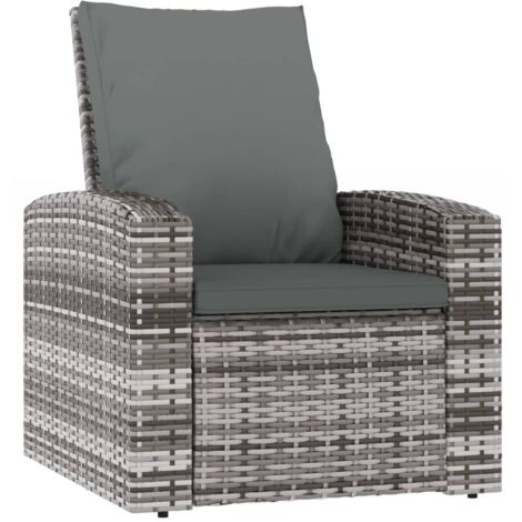 Fauteuil inclinable de jardin avec coussins gris résine tressée (1/5)