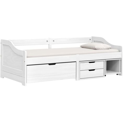 Lit de jour avec 3 tiroirs IRUN blanc 90x200 bois pin massif (1/5)