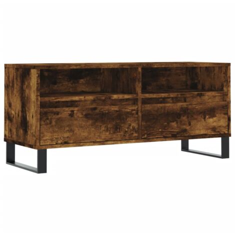 Meuble TV chêne fumé 100x34,5x44,5 bois d'ingénierie (1/5)