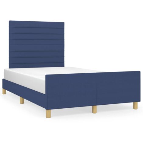 Cadre de lit avec tête de lit bleu 120x190 tissu (1/5)