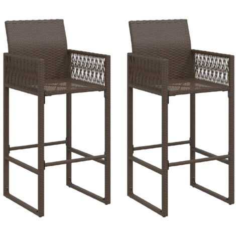 Tabourets de bar de jardin lot de 2 marron résine tressée (1/5)