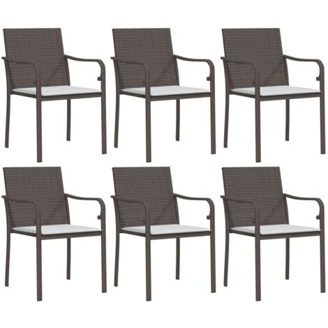 Chaises de jardin et coussins lot de 6 marron 56x59x84 rotin (1/5)