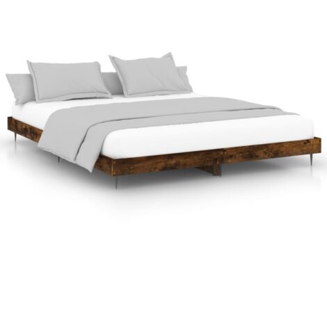 Cadre de lit chêne fumé 200x200 bois d'ingénierie (1/5)