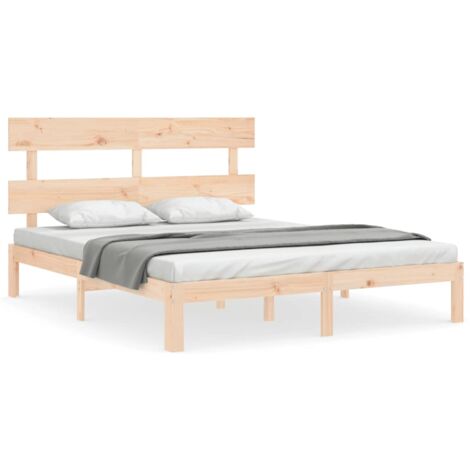 Cadre de lit avec tête de lit 160x200 bois massif (1/5)