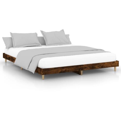Cadre de lit chêne fumé 200x200 bois d'ingénierie (1/5)