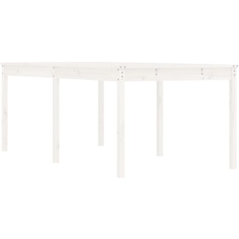 Table de jardin blanc 203,5x100x76 bois massif de pin (1/5)
