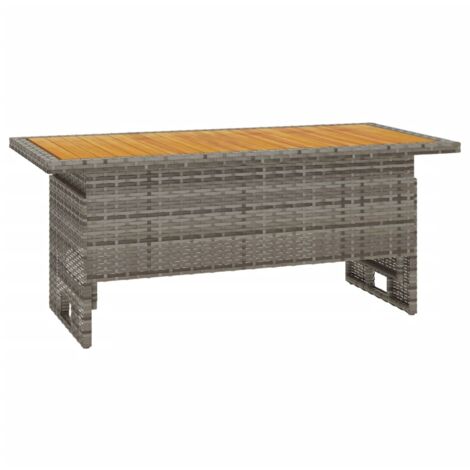Table de jardin gris 100x50x43-63 acacia et résine tressée (1/5)