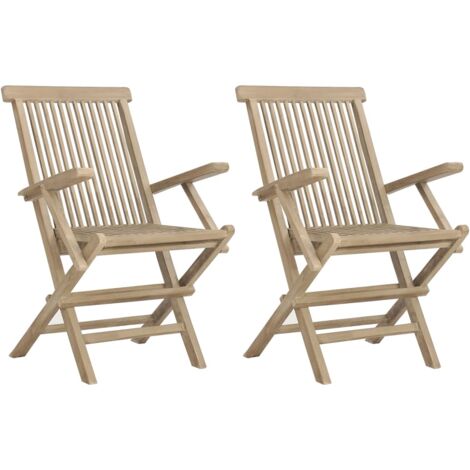 Chaises de jardin pliantes 2pcs gris 56x61x89 bois de teck (1/5)