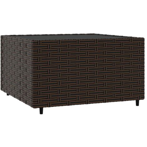 Table basse de jardin carré marron 50x50x30 résine tressée (1/5)