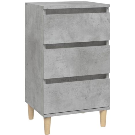 Table de chevet gris béton 40x35x70 bois d'ingénierie (1/5)