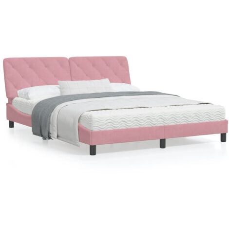 Cadre de lit avec tête de lit Rose 160x200 Velours (1/5)