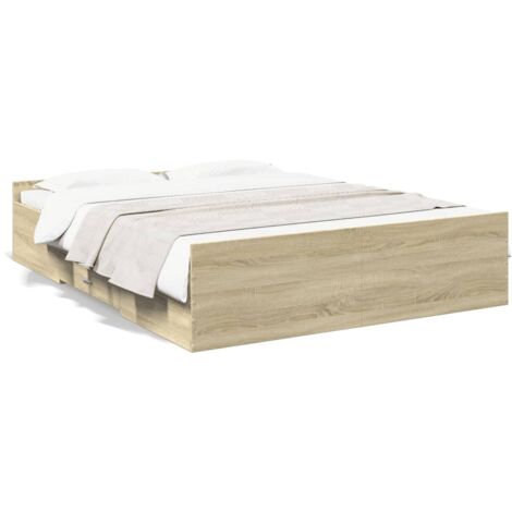 Cadre de lit à tiroirs chêne sonoma 160x200 bois d'ingénierie (1/5)