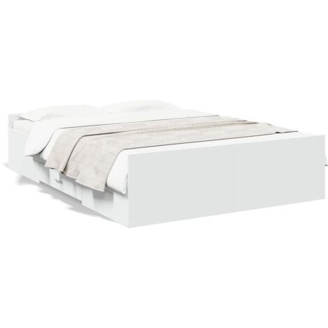 Cadre de lit à tiroirs blanc 120x190 bois d'ingénierie (1/5)