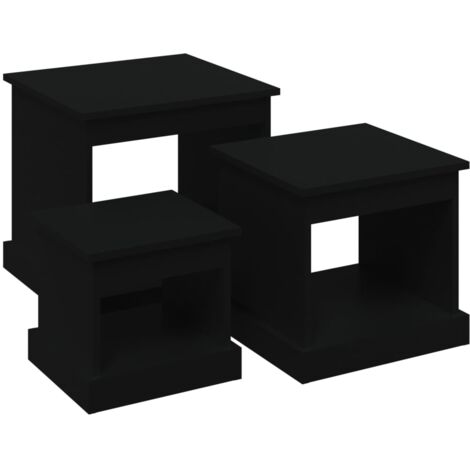 Tables basses 3 pcs noir bois d'ingénierie (1/5)
