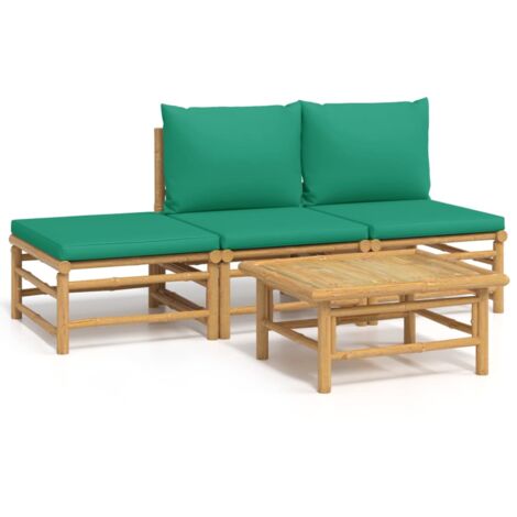 Salon de jardin 4 pcs avec coussins vert bambou (1/5)