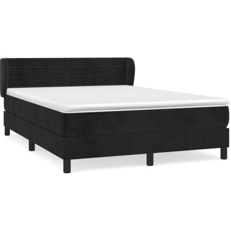 Sommier à lattes de lit avec matelas Noir 140x190 Velours (1/5)
