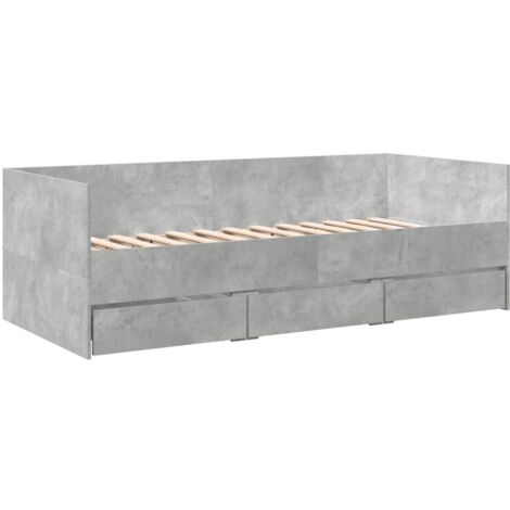Lit de jour et tiroirs gris béton 90x200 bois d'ingénierie (1/5)