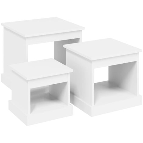 Tables basses 3 pcs blanc bois d'ingénierie (1/5)