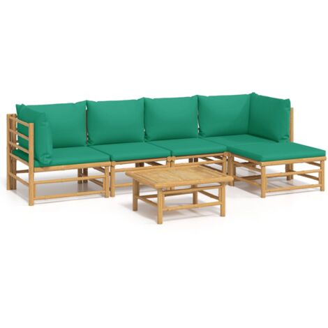Salon de jardin 6 pcs avec coussins vert bambou (1/5)